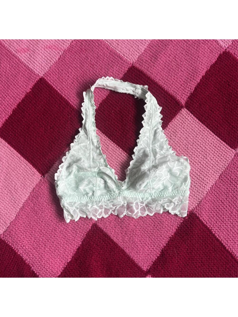 mint green lace halter bralette